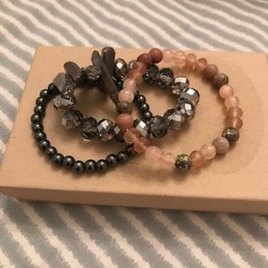 Metallic and Pink Stackable Bracelets